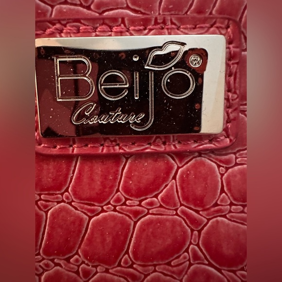 Beijo Pink Patent Leather Crocodile-Embossed Purse Crossbody - Picture 3 of 10